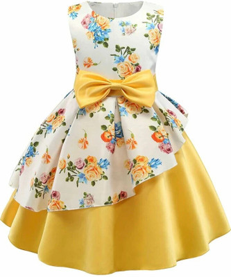 Amavya Fashions Girls Midi/Knee Length Party Dress(Multicolor, Sleeveless)