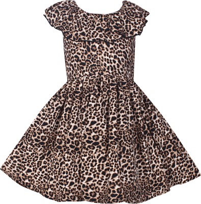 Alisha Moda Girls Midi/Knee Length Casual Dress(Brown, Sleeveless)