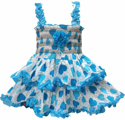RahatGarments Girls Midi/Knee Length Casual Dress(White, Sleeveless)