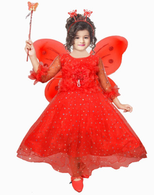 Arunaa Creation Girls Maxi/Full Length Festive/Wedding Dress(Red, 3/4 Sleeve)