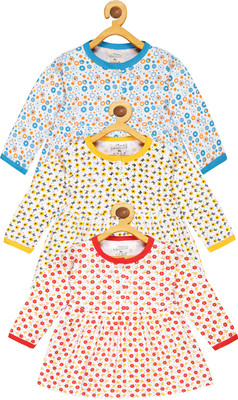 babeezworld Girls Midi/Knee Length Casual Dress(Multicolor, Full Sleeve)