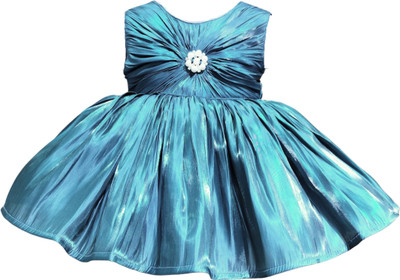 DeeVee Creations Baby Girls Midi/Knee Length Party Dress(Dark Green, Sleeveless)
