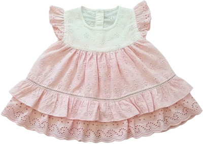 TBM Indi Baby Girls Midi/Knee Length Casual Dress(Pink, Cap Sleeve)