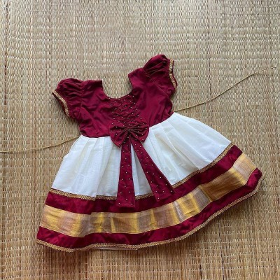 Sashay Boutique Baby Girls Midi/Knee Length Festive/Wedding Dress(Maroon, Short Sleeve)