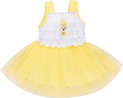 ZORKH - Fashion on you Indi Girls Midi/Knee Length Festive/Wedding Dress(Yellow, Sleeveless)