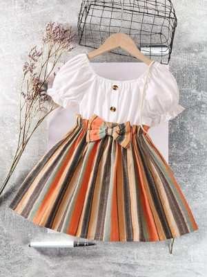 VERAENTERPRISE Baby Girls Midi/Knee Length Casual Dress(Multicolor, Half Sleeve)