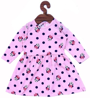 ICABLE Baby Girls Midi/Knee Length Casual Dress(Pink, Full Sleeve)