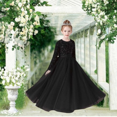 Nena Fashion Girls Maxi/Full Length Festive/Wedding Dress(Black, Full Sleeve)