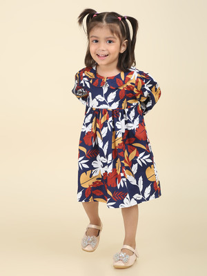 Baby Island Girls Above Knee Casual Dress(Multicolor, Sleeveless)