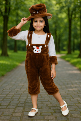 Aksa Fashion Girls Above Knee Festive/Wedding Dress(Brown, Fashion Sleeve)