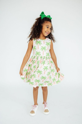 Miss & Chief Girls Midi/Knee Length Casual Dress(Light Green, White, Sleeveless)