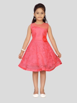 Aarika Indi Girls Midi/Knee Length Party Dress(Red, Sleeveless)