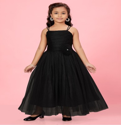 Billion Indi Girls Maxi/Full Length Party Dress(Black, Sleeveless)