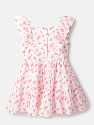 United Colors of Benetton Girls Midi/Knee Length Casual Dress(White, Sleeveless)
