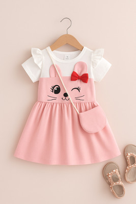 Elegant Attire Baby Girls Midi/Knee Length Festive/Wedding Dress(Pink, Half Sleeve)