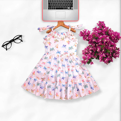 KMOLLA Baby Girls Midi/Knee Length Casual Dress(White, Sleeveless)