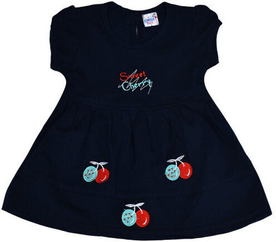 Swagata Trends Baby Girls Midi/Knee Length Casual Dress(Blue, Half Sleeve)