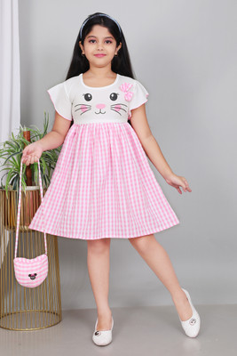 SK Collection Baby Girls Above Knee Casual Dress(Pink, Short Sleeve)