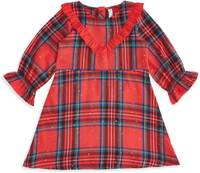 Pantaloons Baby Girls Midi/Knee Length Casual Dress(Red, Full Sleeve)
