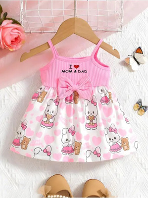 MILORYFASHION Baby Girls Midi/Knee Length Festive/Wedding Dress(Pink, Sleeveless)