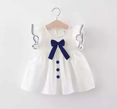 RDR Fashion Baby Girls Midi/Knee Length Casual Dress(White, Short Sleeve)