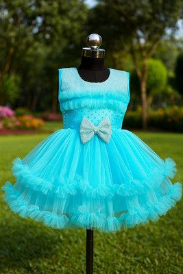 SBgarments Indi Baby Girls Midi/Knee Length Party Dress(Light Blue, Sleeveless)