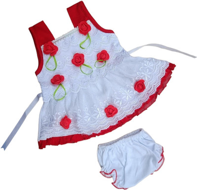 Justlist Indi Baby Girls Midi/Knee Length Casual Dress(Red, Sleeveless)