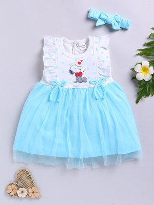 Mom's Love Indi Baby Girls Midi/Knee Length Casual Dress(Light Blue, Sleeveless)