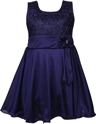 Wishkaro Girls Maxi/Full Length Party Dress(Blue, Sleeveless)