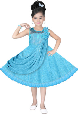 Z Z D FASHION Indi Baby Girls Midi/Knee Length Party Dress(Pink, Sleeveless)