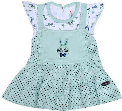 Swagata Trends Baby Girls Midi/Knee Length Casual Dress(Light Blue, Short Sleeve)