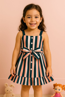 SAPL Baby Girls Midi/Knee Length Casual Dress(White, Sleeveless)