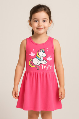 Show In Style Baby Girls Midi/Knee Length Casual Dress(Pink, Sleeveless)