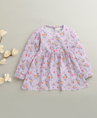 BUMZEE Baby Girls Above Knee Casual Dress(Purple, Full Sleeve)