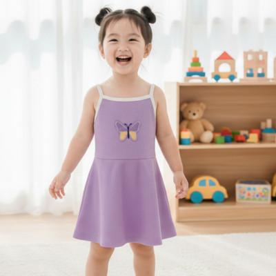 DAWINAR Baby Girls Midi/Knee Length Casual Dress(White, Half Sleeve)