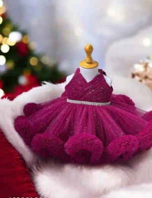 AK RAJ GARMENTS Baby Girls Midi/Knee Length Party Dress(Purple, Sleeveless)