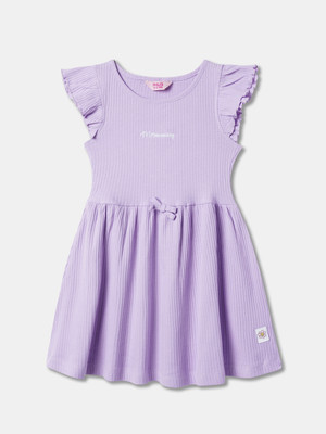 R&B Girls Midi/Knee Length Casual Dress(Purple, Cap Sleeve)