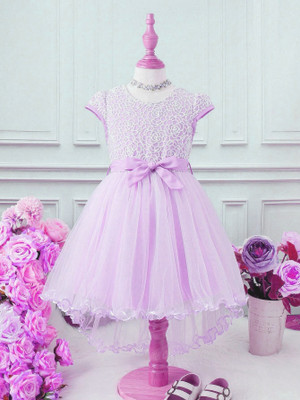 VERAENTERPRISE Girls Midi/Knee Length Party Dress(Purple, Sleeveless)