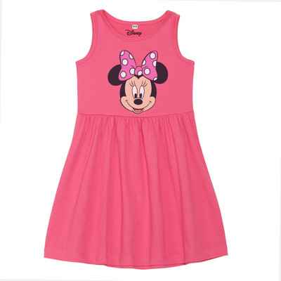 Disney By Wear Your Mind Girls Midi/Knee Length Casual Dress(Pink, Sleeveless)