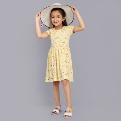 Miss & Chief Girls Above Knee Casual Dress(Multicolor, Short Sleeve)