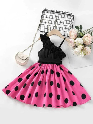 SK G AND J Girls Midi/Knee Length Party Dress(Pink, Sleeveless)