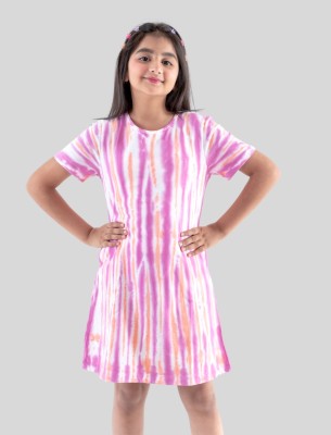 Tweeny Mini Indi Girls Midi/Knee Length Casual Dress(Pink, Half Sleeve)