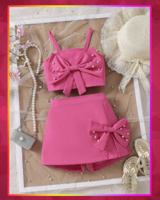 QUITIE Girls Party(Festive) Top Skirt(Pink)
