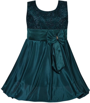 Colabo Fashion Indi Baby Girls Maxi/Full Length Festive/Wedding Dress(Dark Green, Sleeveless)