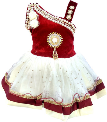 socho samjo Baby Girls Midi/Knee Length Casual Dress(Multicolor, Sleeveless)