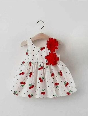 Ak Dressess Baby Girls Midi/Knee Length Casual Dress(Red, Sleeveless)