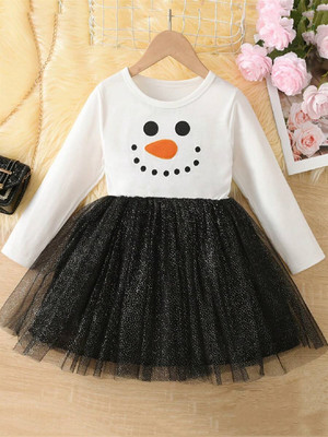 WHITEWORLD Girls Midi/Knee Length Party Dress(Black, Full Sleeve)