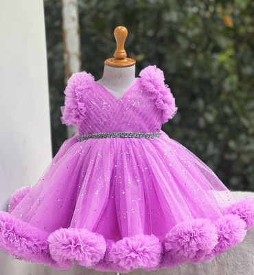 CANIMCHOICE Indi Girls Maxi/Full Length Casual Dress(Pink, Short Sleeve)