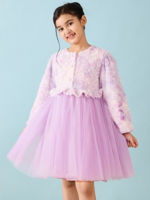 Stylo Bug Girls Midi/Knee Length Party Dress(Purple, Full Sleeve)