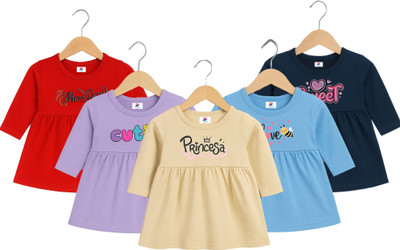 TinyVail Baby Girls Above Knee Casual Dress(Multicolor, Full Sleeve)